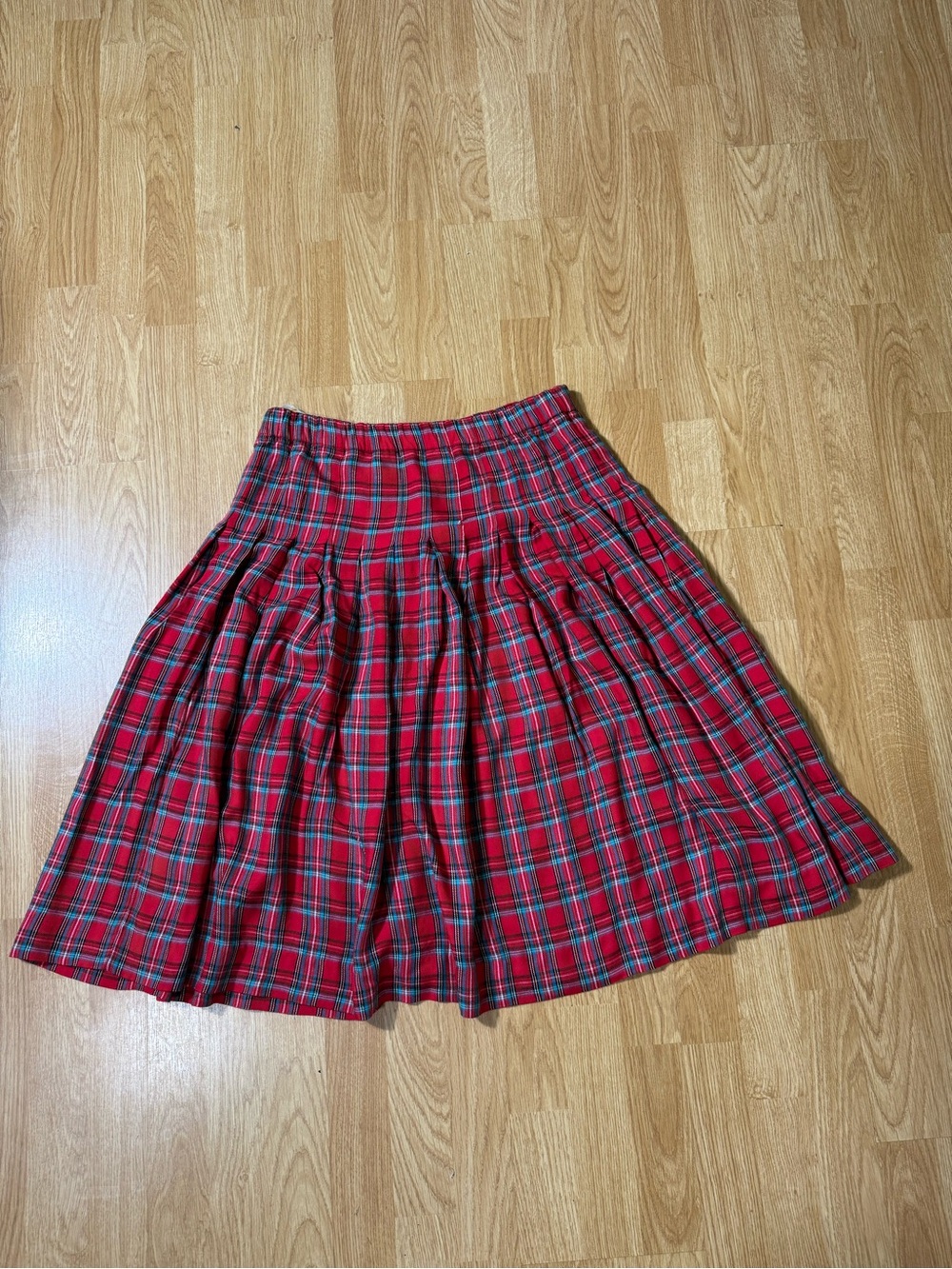 Vintage Marisa Christina Classics Pleated Rayon Skirt Red Plaid - Size Medium